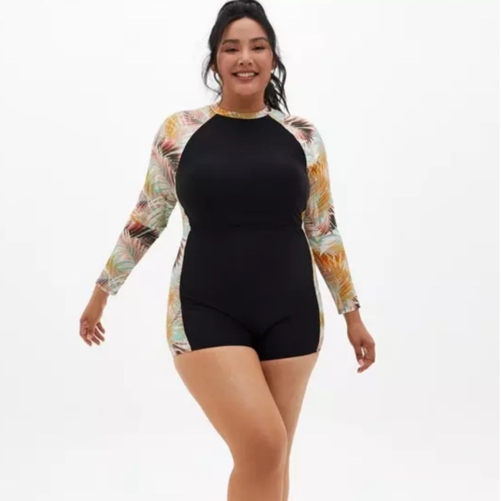 Torrid Green Leaf Active Swim Rash Guard Size 00 (10) NWT - Picture 2 of 12
